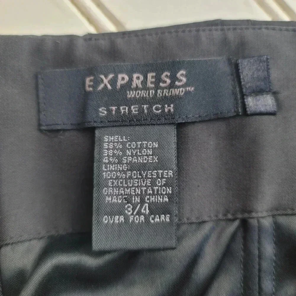 Express Design Studio Dress Womens Black Blue Strapless Satin Fitted Formal 3/4